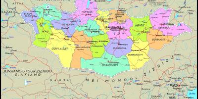 Mapa físico da Mongólia