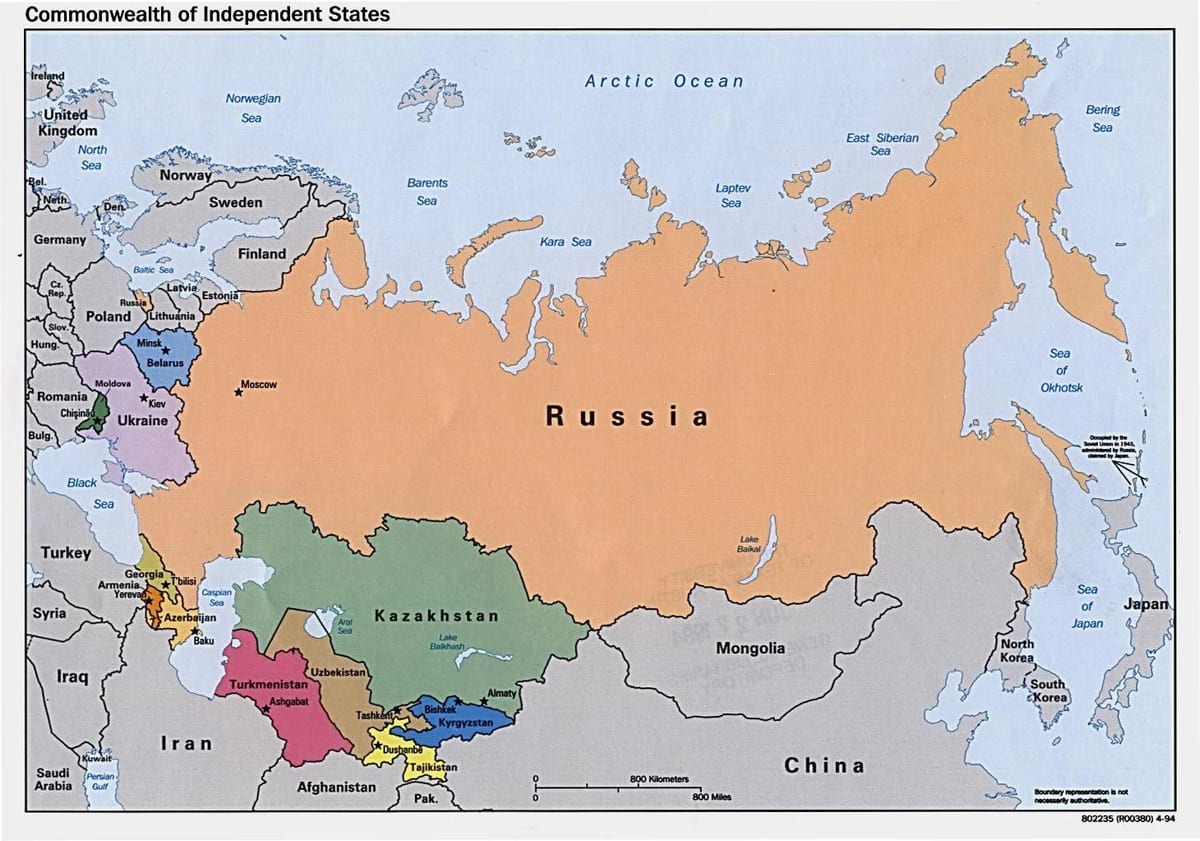 mapa da rússia, da Mongólia
