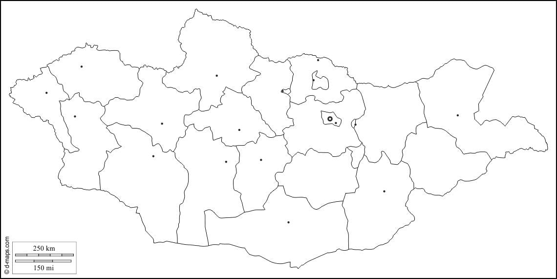 mapa em branco da Mongólia