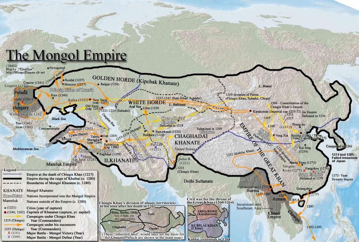 História mongol mapa