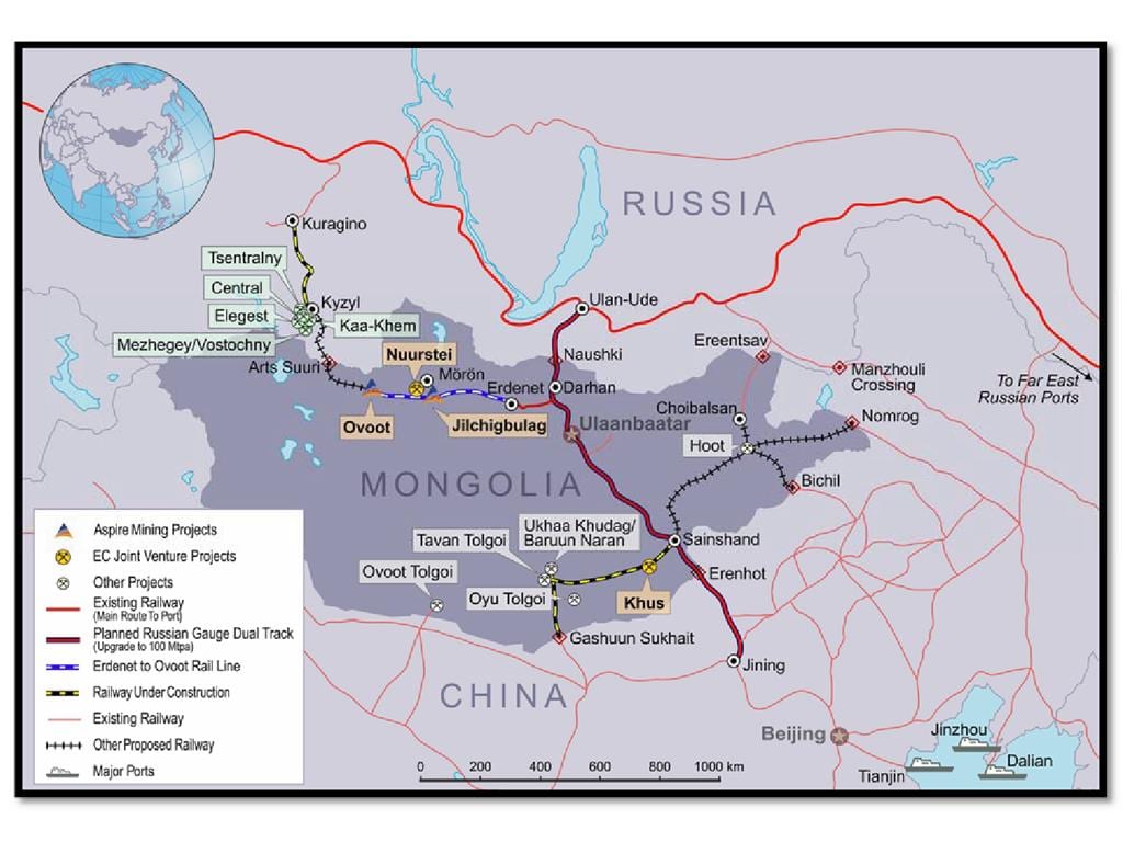 Mongol mapa ferroviário