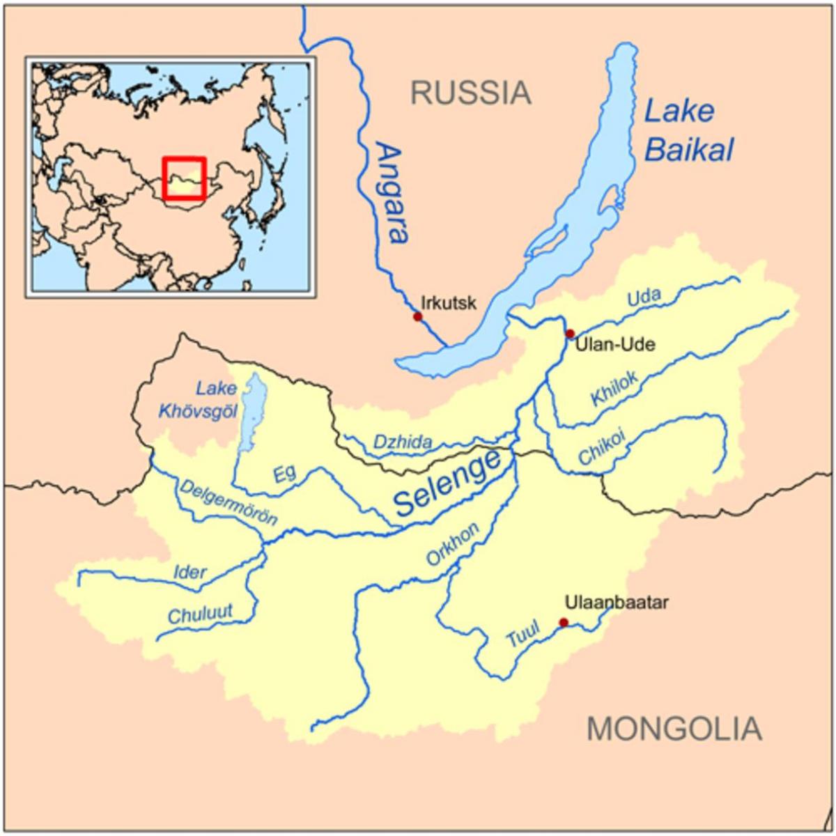 mapa da Mongólia rio
