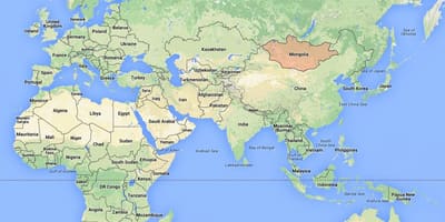 Mapa mostrando a Mongólia