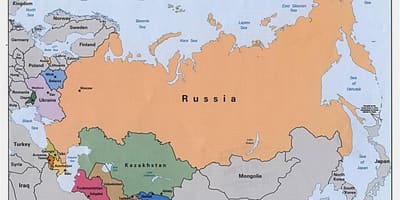 Mapa da rússia, da Mongólia