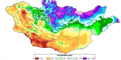 Mapa da Mongólia densidade populacional