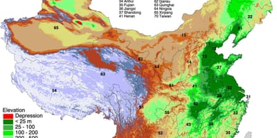 Mapa da Mongólia elevação