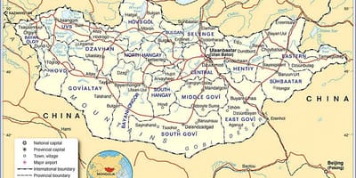 Mongólia mapa turístico